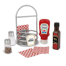 Casdon Heinz Sauce Caddy | 9-Piece Play Kitchen Set For Children Aged 3+ | Includes Pretend Tomato Ketchup, Vinegar, Salt And Pepper Shakers