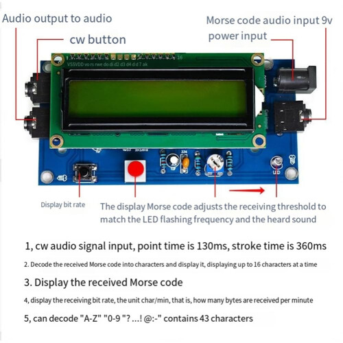 DIY CW Trainer Decoder Kit CW Decoder Morse Code Reader LCD Display Radio Circuit Board Electronic Welding Practice Kits 1