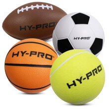 Hy-Pro Foam Ball Set - Small Foam Balls, Soft, 4 Pack, Football, Americall Football, Basketball, Tennis Ball, Lightweight, Great Gift Idea, Great For