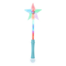Pack of 1 Blue LED Star Light Up Wand With Flashing Fairy Princess Magic Effects - Premium Party Favors With Disco Ball for Kids