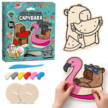 Splat Planet Capybara Clay Colouring Kit for Kids - 2 PK DIY 3D Art Craft Kit with Air-Dry Clay, Mess Free Clay Colouring