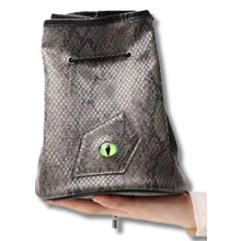 Gargoyle - DND Dice Bag Large | Leather Dragon Eye RPG Dice Pouch (Black)