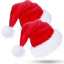 Jonami Santa Hat Christmas Hat in Plush, Traditional Red and White Costume