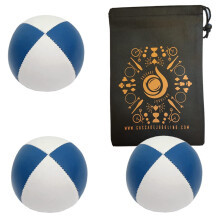 Cascade Juggling 3 x Pro 76g Mini Juggling Balls - Small, Thud Style, Set of 3 with Bag (Blue and White)