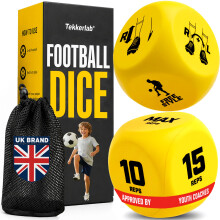 Football Training Dice (2 pcs) Kids Juggling Skills Game - Football Gifts for Boys 9-12 & Girls - Training Equipment - Boosts Ball Control