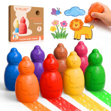 YPLUS Jumbo Stackable Snowman Crayons for Toddlers 1-3, 8 Washable Non-Toxic