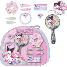 Hello Kitty Hair Accessories Glitter Hair Brush, Scrunchie, Clips, Bracelet & Cosmetic Bag Set for Girls