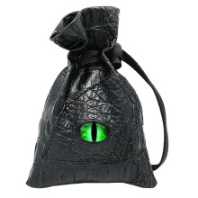 Haxtec Dragon Eye Dice Bag for DND, PU Leather D&D Dice Pouch,Black Green-S