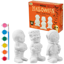 KreativeKraft Kids Painting Set - Halloween Decorations - Fun Arts and Crafts for Family - Sugar Skull, Witch, Frankenstein, Dracula - Paint Your Own