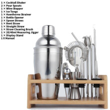 Stainless Steel Mixology Set With Measuring Cup And Stirring Spoon For Bar Party