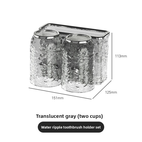(Gray 2pcs Cup)Multicup Wallmounted Toothbrush Rack For Bathroom Storage And Tool Hygiene