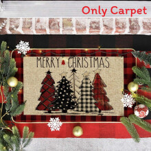 (Style13,50x80cm)Christmas Snowman Cartoon Elements Linen Floor Mat For Bathroom And Hallway