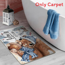(Style12,40x60cm)Christmas Snowman Cartoon Elements Linen Floor Mat For Bathroom And Hallway