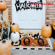 (Style9,50x80cm)Tappetino Halloween con Schienale in Gomma Antiscivolo e Superficie in Lino Ingresso per