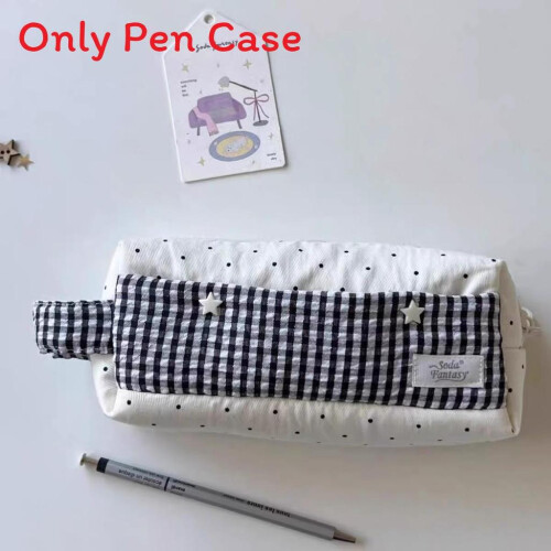 (White Dots) Pattern White Dot Pencil Bag With Spacious Design For Students And Use Office