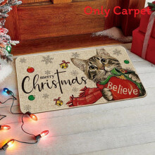 (Style10,60x90cm)Christmas Snowman Cartoon Elements Linen Floor Mat For Bathroom And Hallway