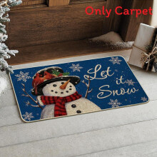 (Style8,50x80cm)Alfombrilla de lino con elementos de dibujos animados de muñeco de nieve de Navidad para baño y pasillo
