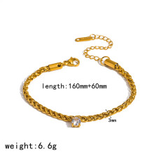 (Gold C) Steel Elegant Stainless Women Hand Accessory Cubic Style Zirconia Minimalist