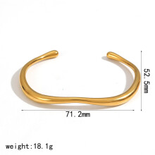 (Gold C) Minimalist Steel Stainless Wave Bracelet Geometric Fashion Design Enthusiasts