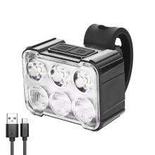 (White)Bicyclefront And Rear Led Lights Usb Rechargeable Headlight Lamp Riding Commuting Daily