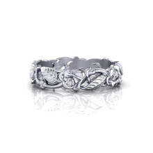 (8) Women Leaf Flower Silver White Topaz Wedding Engagement Band 610 Ring Size