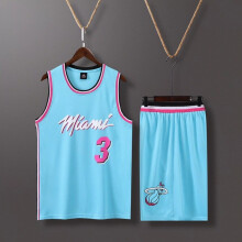 (3XL)Blue Unisex Miami Heat Dwyane Wade Adult Jersey Set For Sports Activities Basketball Uniform