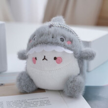 (Grey)Cute Expression Shark Plush Keyring Pp Cotton Filling Backpack Gifts Accessories