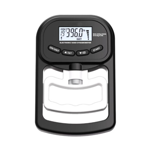 (Black White)Grip Strength Tester Digital Hand Dynamometer Meter Lcd Screen Easy Portability