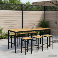 vidaXL Gartenbar-Tisch Weiß und Schwarz 196 x 80,5 x 105 cm
