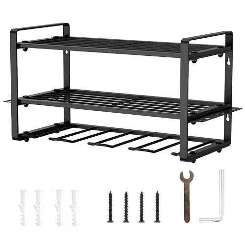 3 Tier Duty Power Tool Organizer Drill Holder Wall Mount Power Tool Storage Rack