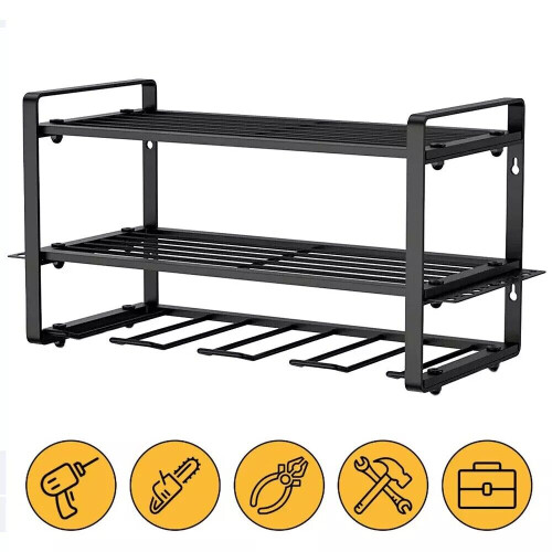 3 Tier Duty Power Tool Organizer Drill Holder Wall Mount Power Tool Storage Rack 1
