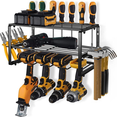 3 Tier Duty Power Tool Organizer Drill Holder Wall Mount Power Tool Storage Rack 2