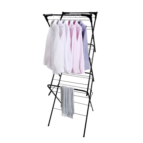 3-Tier Extendable Clothes Airer Dryer Foldable Drying Rack Laundry Indoor Black