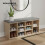 Entryway Storage Bench - Wood - Oak - 10-Compartment Shoe Organizer with Cushion 1