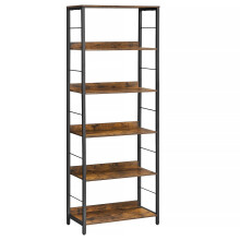 6-Tier Storage Shelf - Engineered Wood - Rustic Brown and Ink Black - Industrial Design