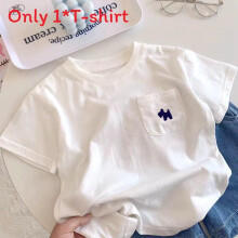 (White,140cm)Camiseta infantil de algodão com tecido macio e estampa de desenhos animados para bebês crianças pequenas e