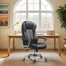 Executive Office Chair - PU - Black - High Back, Large Seat, Tilt Function