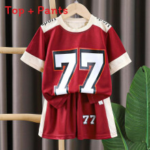 (Red,80cm)Kids Number Print Sportswear Twopiece Set With Polyester Material Casual Design Play For