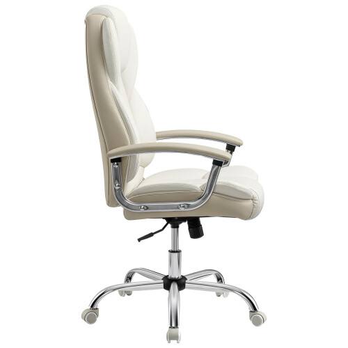 Office Chair - PU - White - High Back with Tilt Function and Armrests