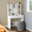 Vanity Table - Wood - White - Modern Design with LED Lights and Adjustable Shelves 1