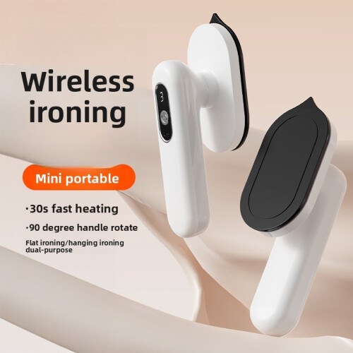 (White)Portable Cordless Steam Iron Foldable Electric Travel Steamer With Display Digital 2