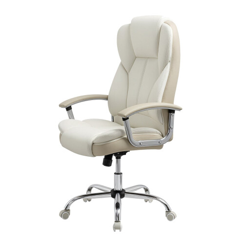 Office Chair - PU - White - High Back with Tilt Function and Armrests 1