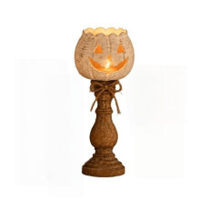 (18cm Large) Vintage Pumpkin Metal Candle Holder – Jack-O-Lantern Tabletop Centerpiece for Halloween Fall Home Decor