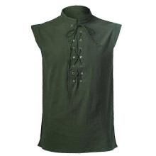 (x x L) Mens Medieval Costume Halloween Renaissance Tunic Viking Knight Pirate Vintage Warrior LARP Costume Sleeveless