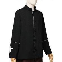 (S, color 4) Men Stand Collar Church Priest Black Robe Trench Jacket Cassock Clergy Preacher Minister Choir Roman Pastor Halloween Costume