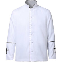 (x x x L, color 2) Men Stand Collar Church Priest Black Robe Trench Jacket Cassock Clergy Preacher Minister Choir Roman Pastor Halloween Costume