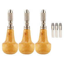 3 Pieces Pin Vise Set with Precision Chuck Wood Stainless Steel Handles for Jewelry Making Engraving Metal Work