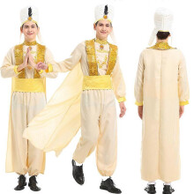 (XXL) Indian Prince Costume for Men Aladdin Cosplay Halloween Carnival Party Costume