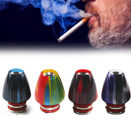 (Style D)Colored Resin Stainless Steel Cigarette Butt Smoking Nebulizer Tools Drip Mouth 2