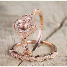 (9)Anhänger Oval Zirkon Kristall Braut Ring Rosevergoldet Strass Ring Hochzeit